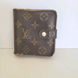 LOUIS VUITTON LV Bifold Zippy Compact Wallet Brown Medium Purse Monogram Vintage